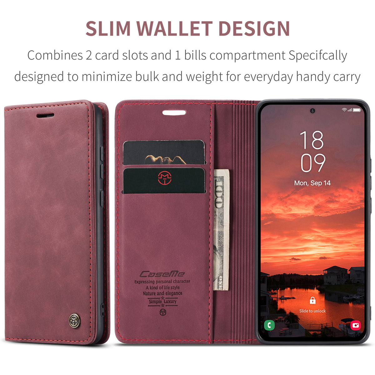 CASEME For Samsung Galaxy S25 FE Wallet Case  013 Series PU Leather Phone Cover Stand