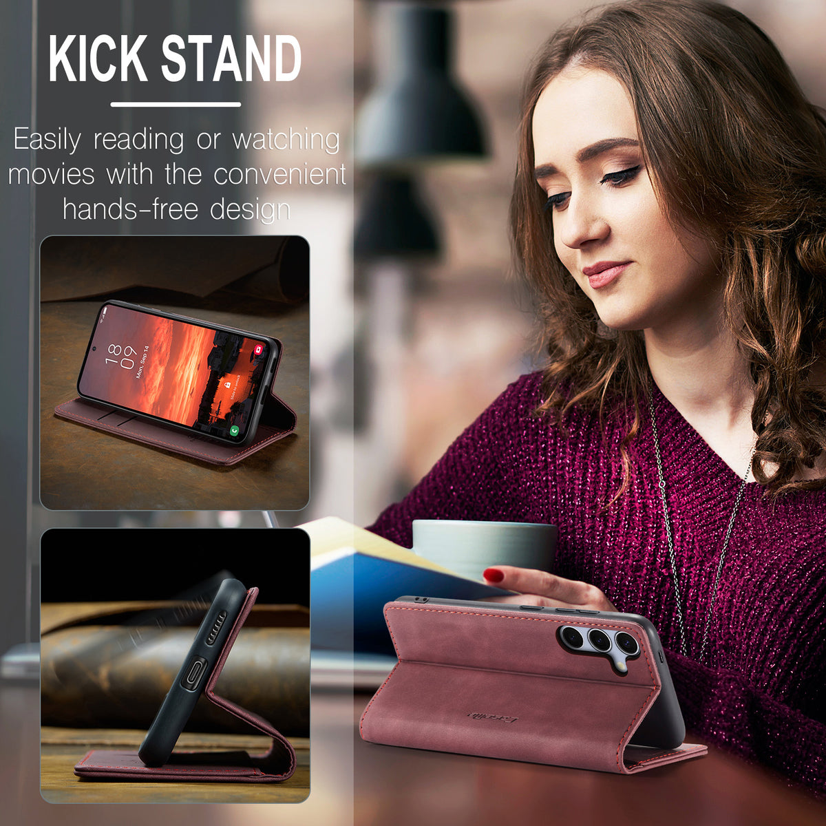 CASEME For Samsung Galaxy S25 FE Wallet Case  013 Series PU Leather Phone Cover Stand
