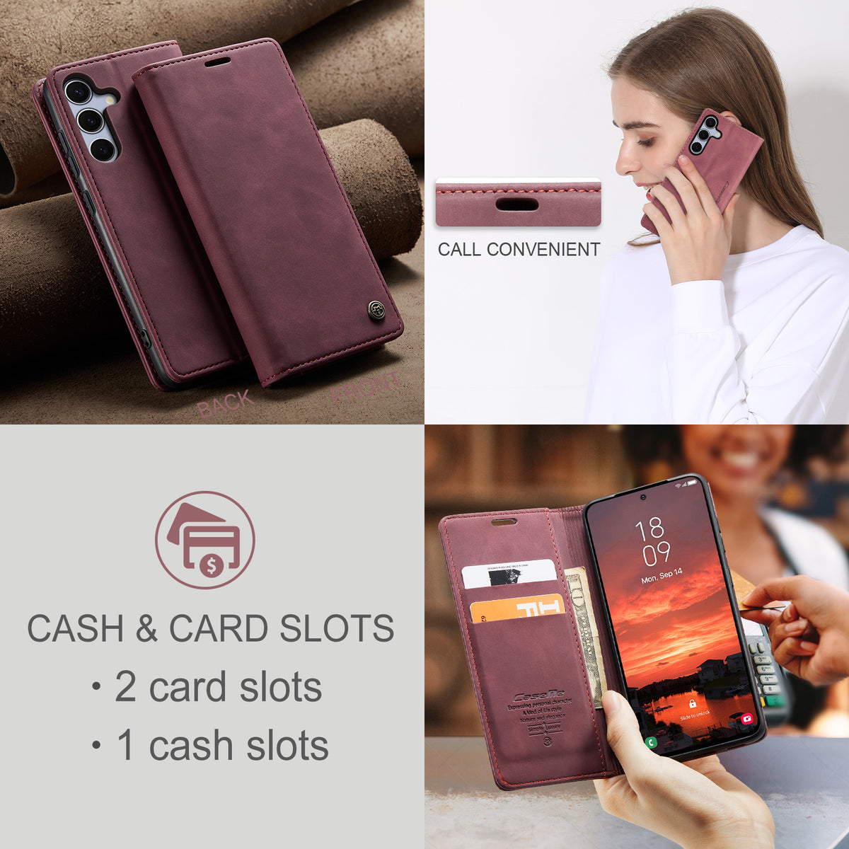 CASEME For Samsung Galaxy S25 FE Wallet Case  013 Series PU Leather Phone Cover Stand
