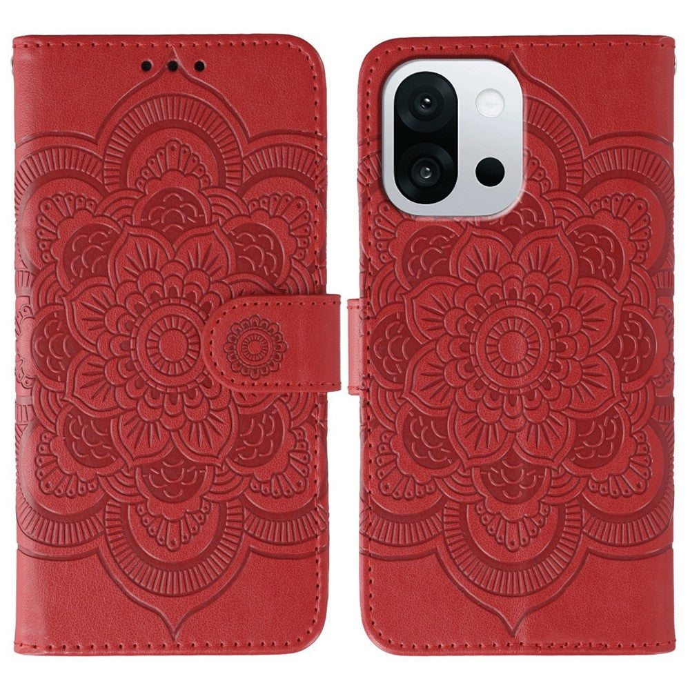 For OnePlus 13T 5G Case PU Leather Mandala Imprinted Design Wallet Phone Cover with Wrist Strap