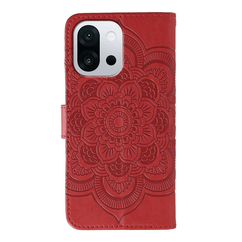 For OnePlus 13T 5G Case PU Leather Mandala Imprinted Design Wallet Phone Cover with Wrist Strap