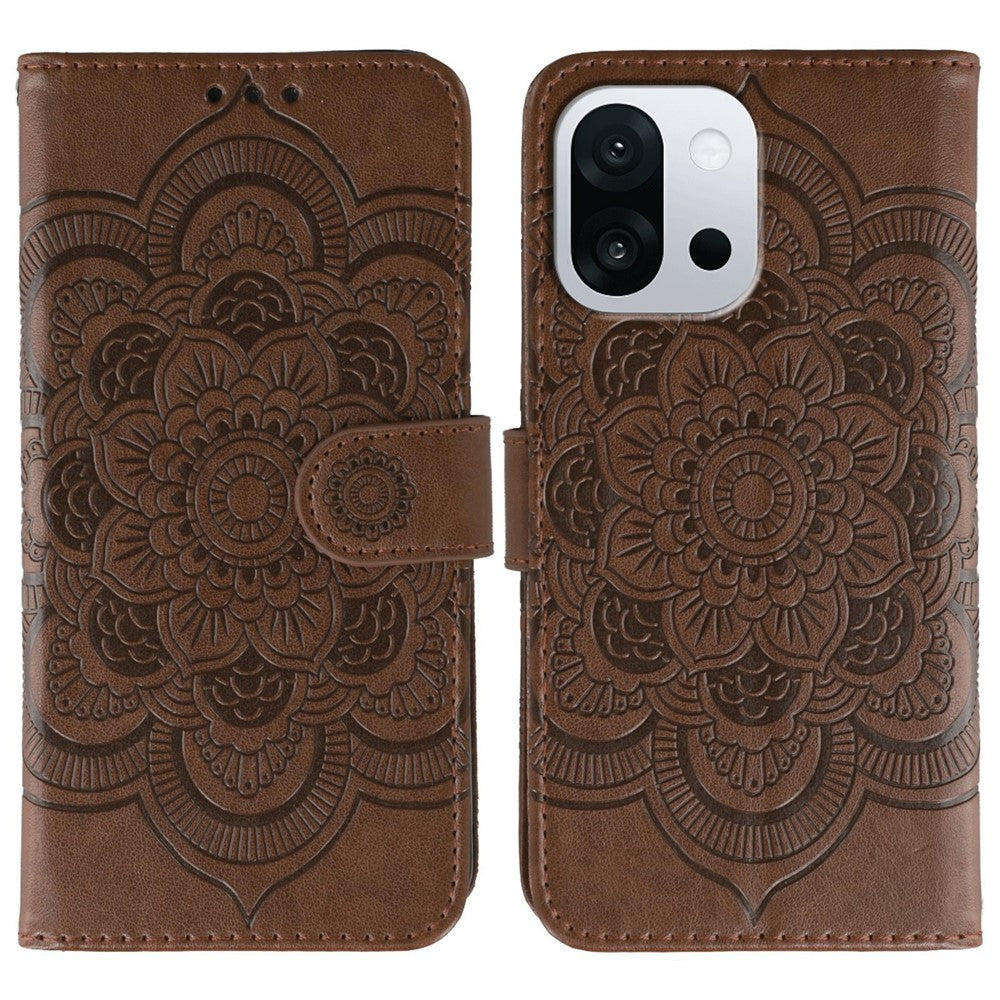 For OnePlus 13T 5G Case PU Leather Mandala Imprinted Design Wallet Phone Cover with Wrist Strap