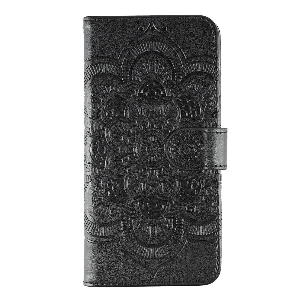 For Oppo Reno14 Pro 5G (Global) Case PU Leather Mandala Imprinted Design Wallet Phone Cover with Wrist Strap