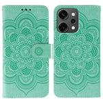For Oppo Reno14 Pro 5G (Global) Case PU Leather Mandala Imprinted Design Wallet Phone Cover with Wrist Strap