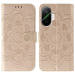 For Xiaomi Poco F7 5G / Redmi Turbo 4 Pro 5G Case PU Leather Mandala Imprinted Design Wallet Phone Cover with Wrist Strap