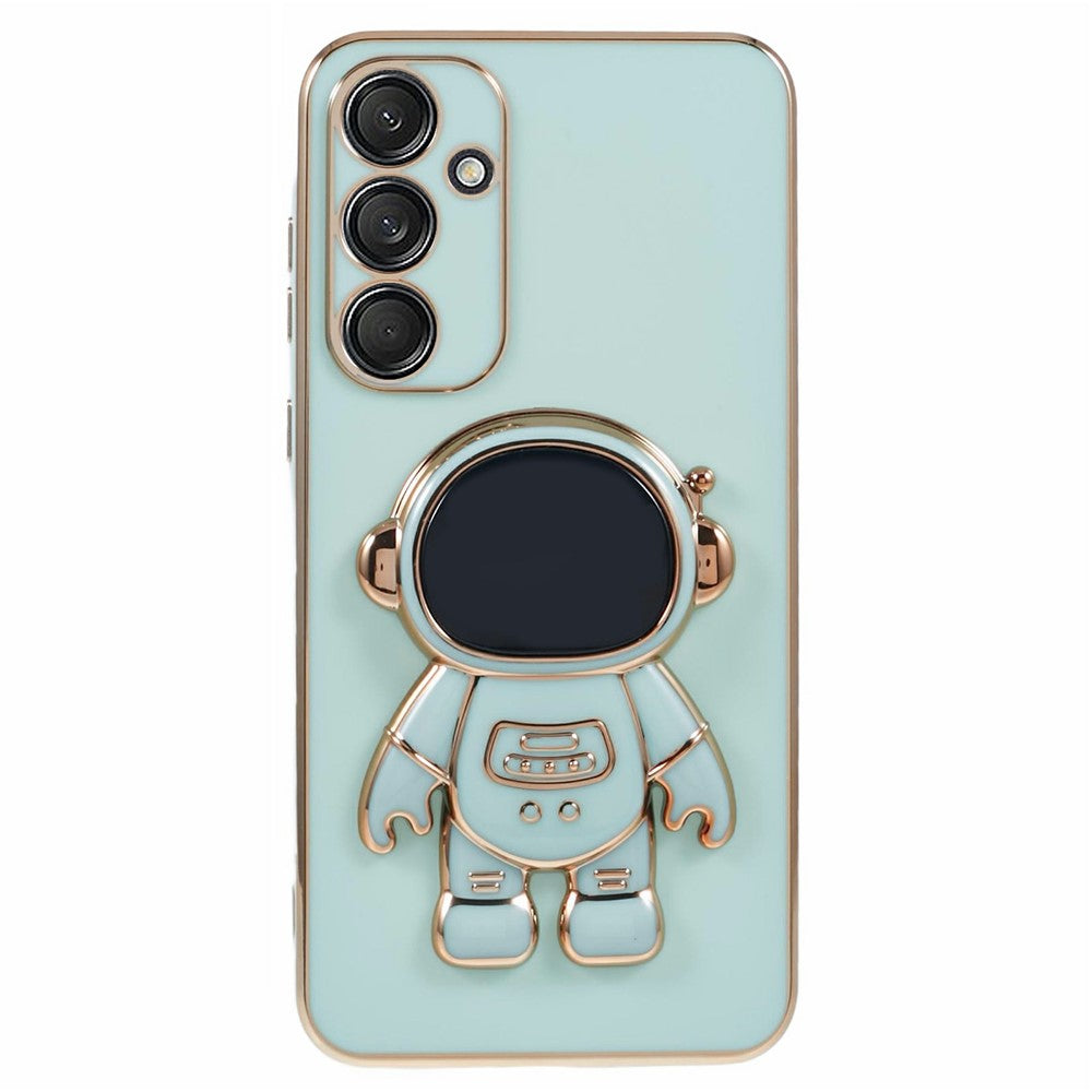 For Samsung Galaxy S23 FE Case Electroplating Soft TPU Phone Cover Astronaut Hidden Kickstand