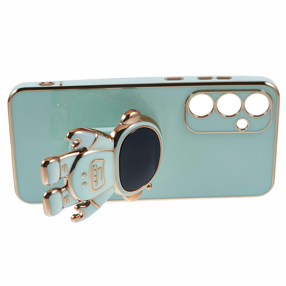 For Samsung Galaxy S23 FE Case Electroplating Soft TPU Phone Cover Astronaut Hidden Kickstand