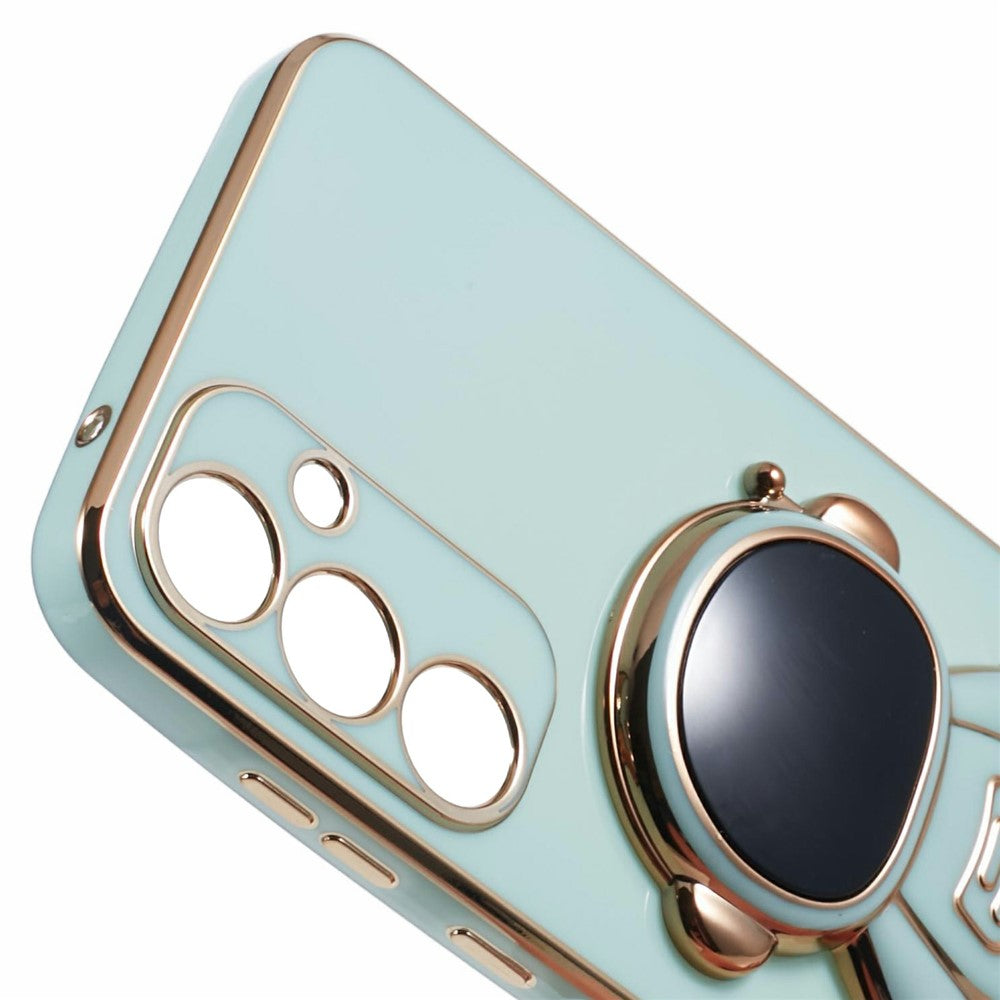 For Samsung Galaxy S23 FE Case Electroplating Soft TPU Phone Cover Astronaut Hidden Kickstand