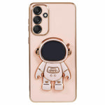 For Samsung Galaxy S23 FE Case Electroplating Soft TPU Phone Cover Astronaut Hidden Kickstand
