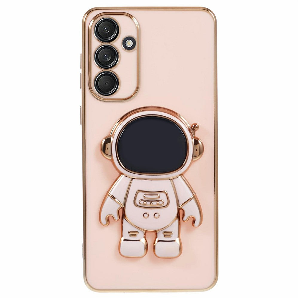 For Samsung Galaxy S23 FE Case Electroplating Soft TPU Phone Cover Astronaut Hidden Kickstand