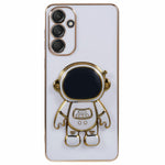 For Samsung Galaxy S23 FE Case Electroplating Soft TPU Phone Cover Astronaut Hidden Kickstand