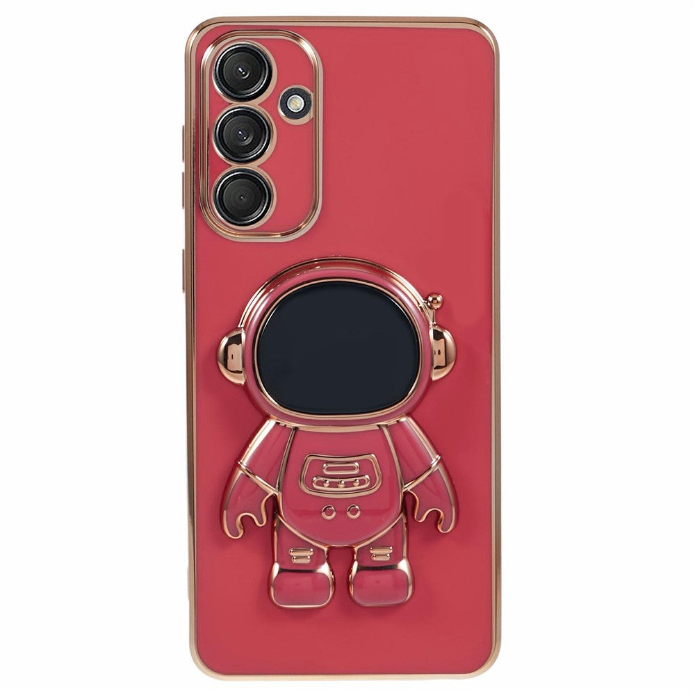 For Samsung Galaxy S23 FE Case Electroplating Soft TPU Phone Cover Astronaut Hidden Kickstand