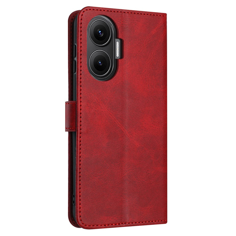 For Xiaomi Poco F7 5G  /  Redmi Turbo 4 Pro 5G Case Flip Stand Calf Texture PU Leather Wallet Phone Cover with Strap