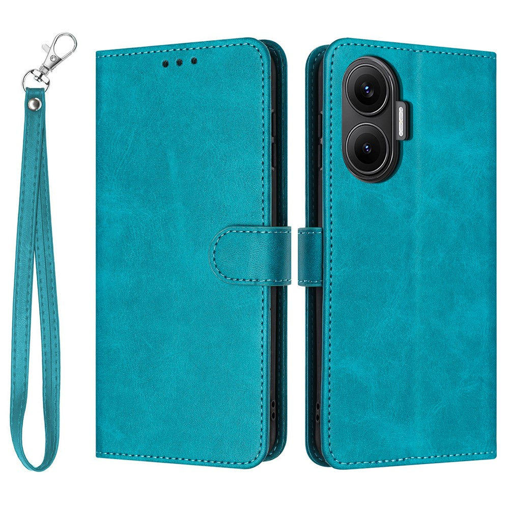 For Xiaomi Poco F7 5G  /  Redmi Turbo 4 Pro 5G Case Flip Stand Calf Texture PU Leather Wallet Phone Cover with Strap
