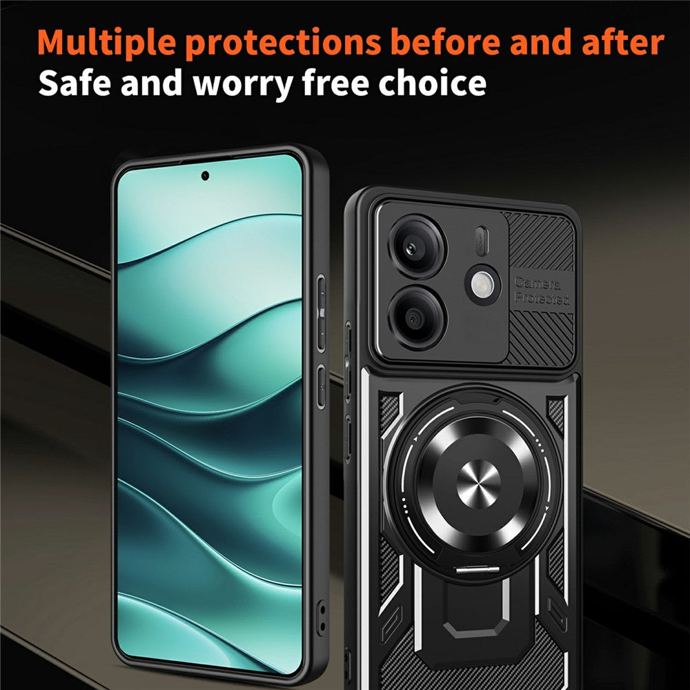 Xiaomi Redmi Note 14 4G (164.84mm) Magnetiskt Skal Roterande Stativ TPU + PC mobilskal