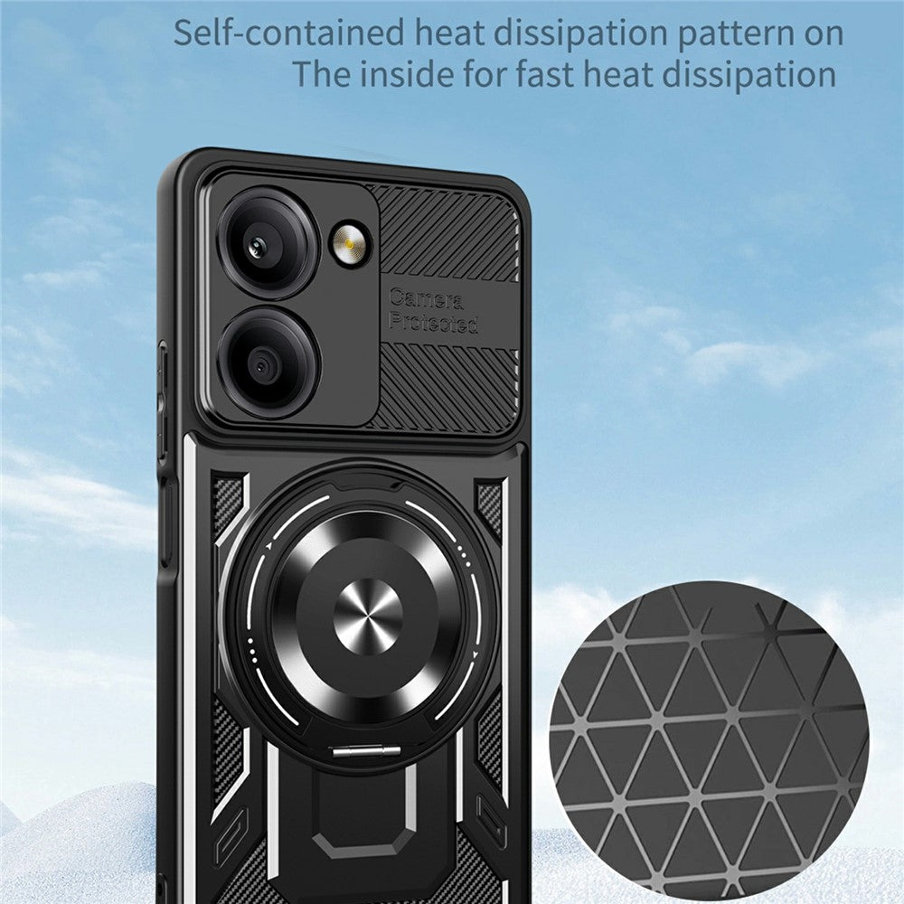 For Xiaomi Redmi A5 NFC (EU) (173.45mm) Magnetic Case Rotating Kickstand TPU + PC Phone Cover