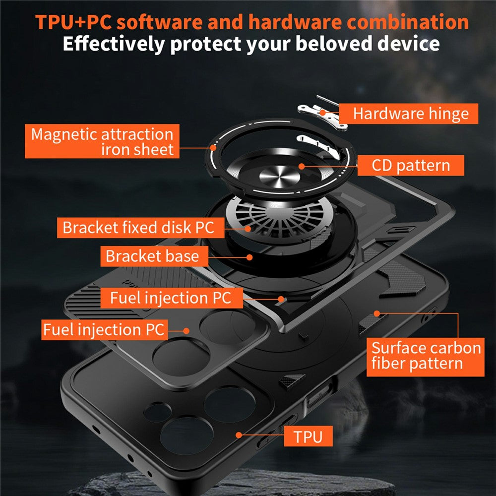 For Xiaomi Redmi A5 NFC (EU) (173.45mm) Magnetic Case Rotating Kickstand TPU + PC Phone Cover