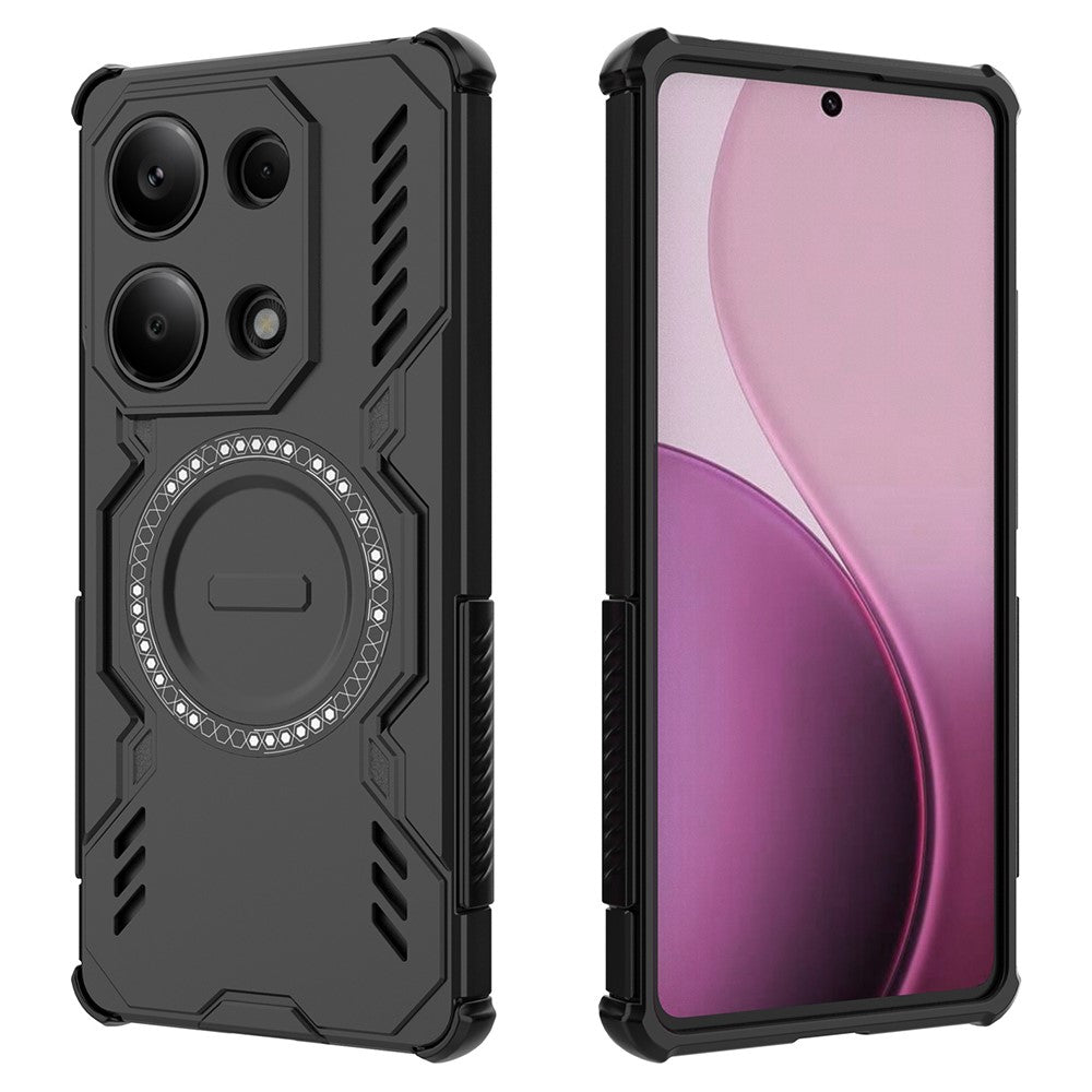 For Xiaomi Redmi Note 13 Pro 4G Magnetic Case Butterfly Armor Hollow Heat Dissipation PC + TPU Phone Cover