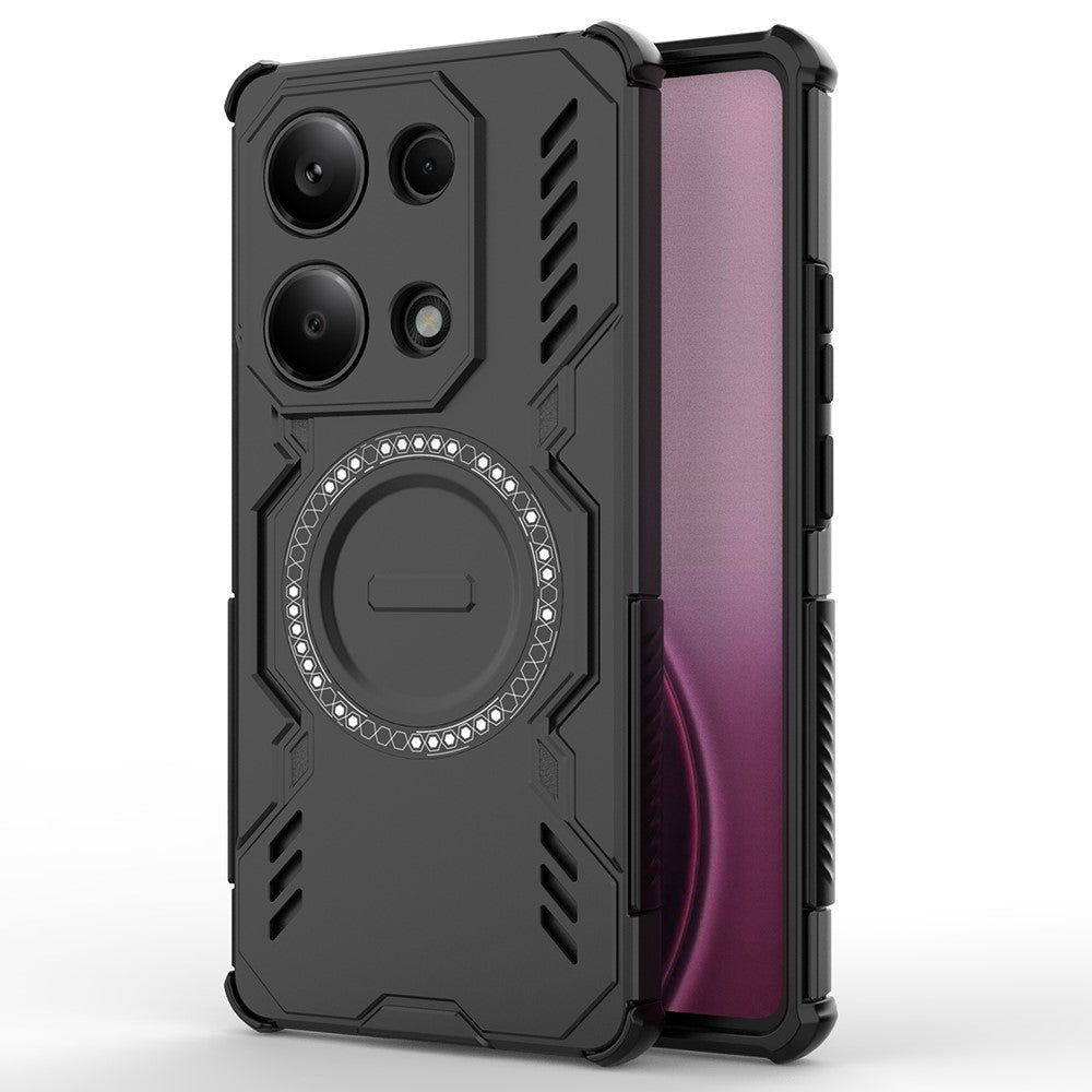 For Xiaomi Redmi Note 13 Pro 4G Magnetic Case Butterfly Armor Hollow Heat Dissipation PC + TPU Phone Cover