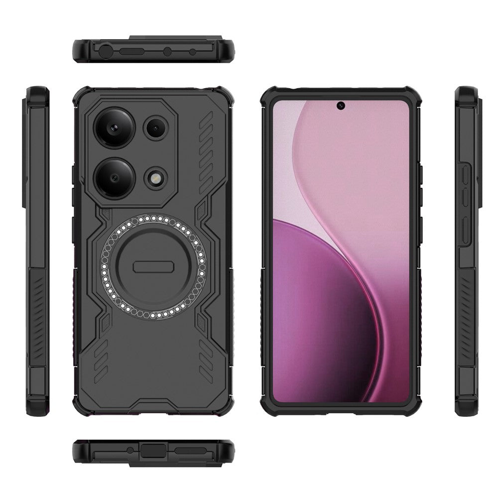 For Xiaomi Redmi Note 13 Pro 4G Magnetic Case Butterfly Armor Hollow Heat Dissipation PC + TPU Phone Cover