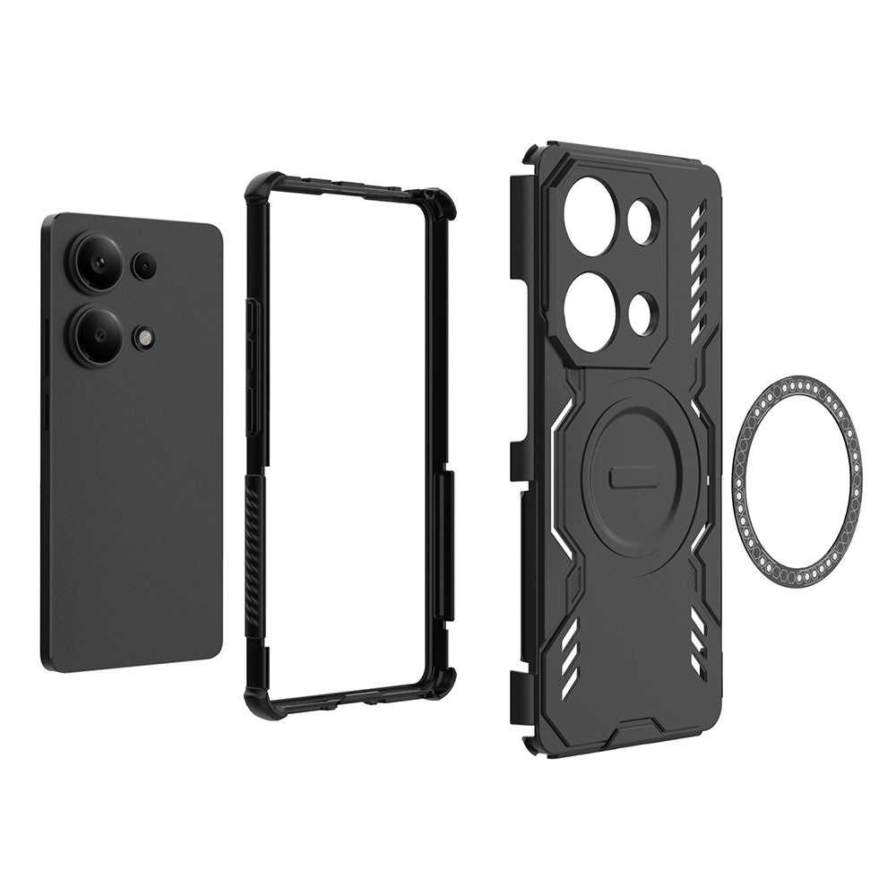 For Xiaomi Redmi Note 13 Pro 4G Magnetic Case Butterfly Armor Hollow Heat Dissipation PC + TPU Phone Cover