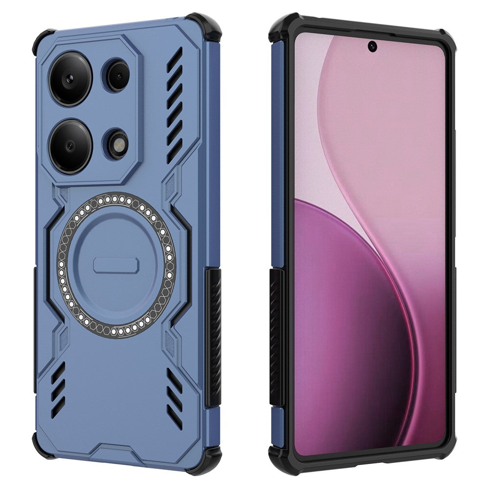 For Xiaomi Redmi Note 13 Pro 4G Magnetic Case Butterfly Armor Hollow Heat Dissipation PC + TPU Phone Cover