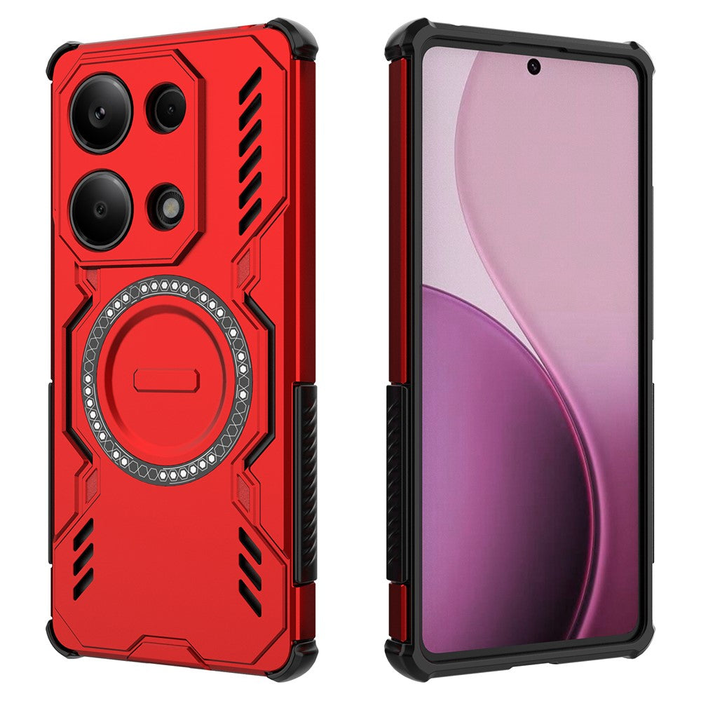 For Xiaomi Redmi Note 13 Pro 4G Magnetic Case Butterfly Armor Hollow Heat Dissipation PC + TPU Phone Cover