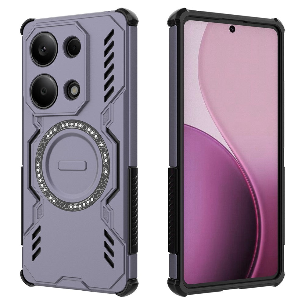 For Xiaomi Redmi Note 13 Pro 4G Magnetic Case Butterfly Armor Hollow Heat Dissipation PC + TPU Phone Cover
