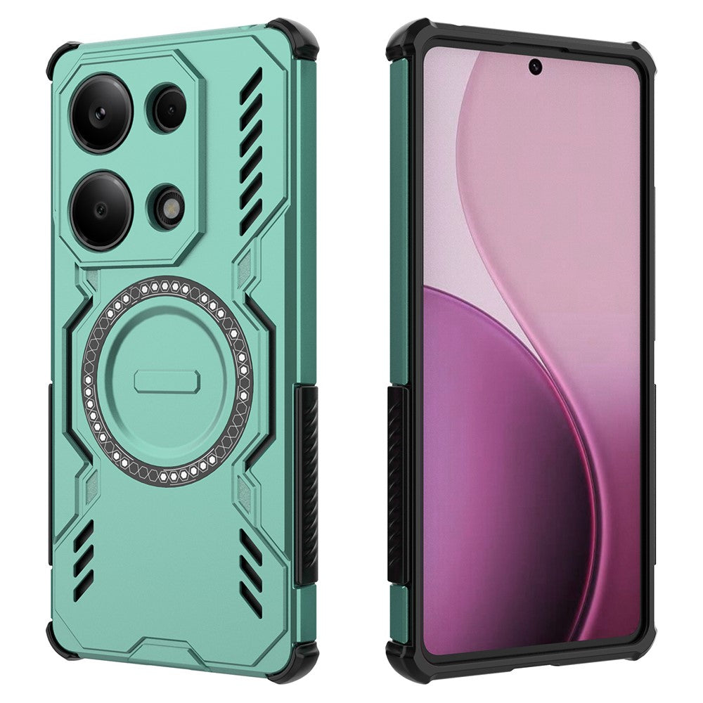 For Xiaomi Redmi Note 13 Pro 4G Magnetic Case Butterfly Armor Hollow Heat Dissipation PC + TPU Phone Cover