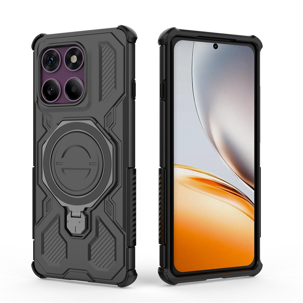 For Motorola Edge 60 Pro 5G Magnetic Case Rotating Metal Kickstand Shockproof PC + TPU Phone Back Cover