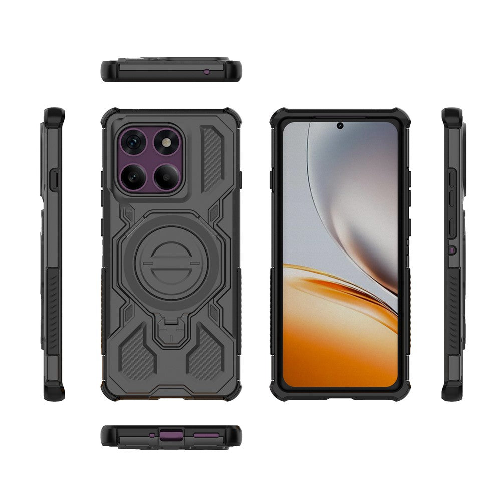 For Motorola Edge 60 Pro 5G Magnetic Case Rotating Metal Kickstand Shockproof PC + TPU Phone Back Cover