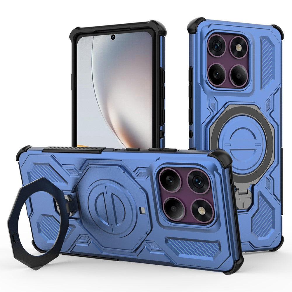 For Motorola Edge 60 Pro 5G Magnetic Case Rotating Metal Kickstand Shockproof PC + TPU Phone Back Cover