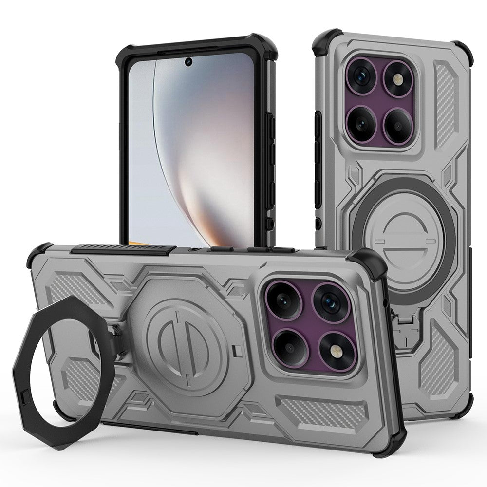For Motorola Edge 60 Pro 5G Magnetic Case Rotating Metal Kickstand Shockproof PC + TPU Phone Back Cover