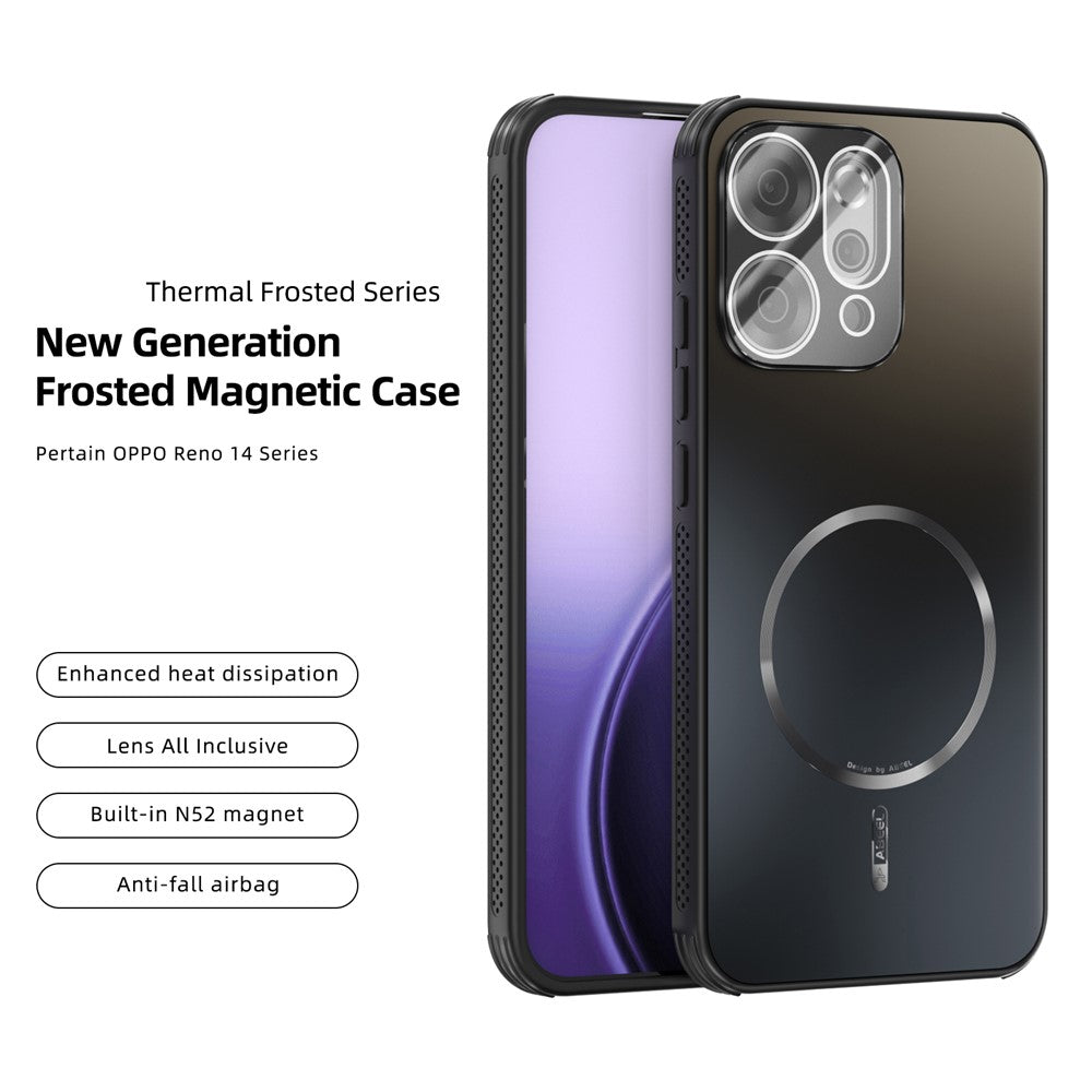 ABEEL For Oppo Reno14 5G (Global) Magnetic Case TPU PC Cooling Matte Phone Back Cover with Lens Film