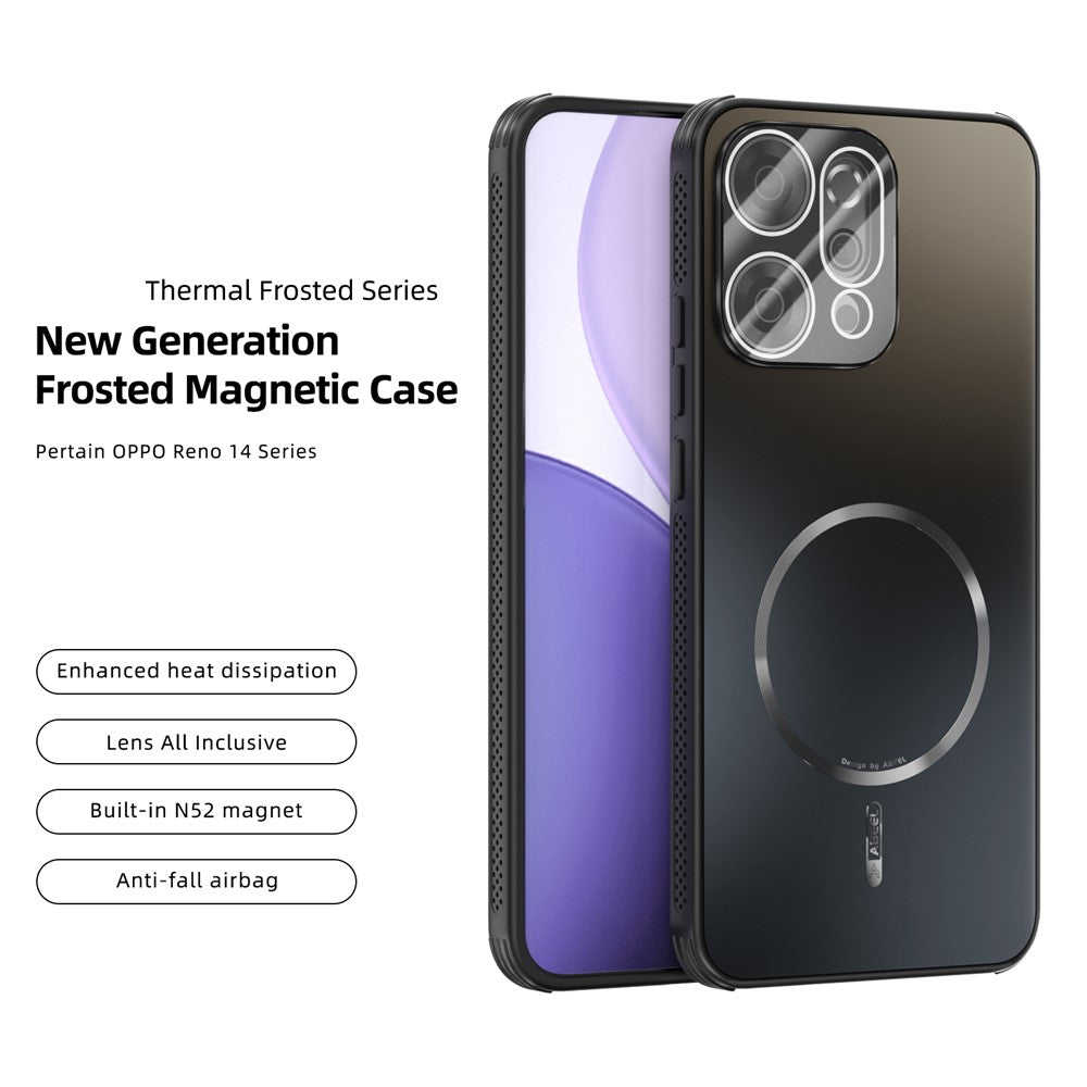 ABEEL För Oppo Reno14 Pro 5G (Global) Magnetiskt Skal TPU PC Kylande Matt mobil Baksida med Linsfilm