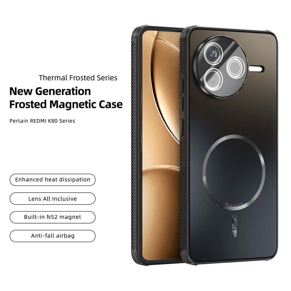 ABEEL För Xiaomi Redmi K80 5G / Poco F7 Pro 5G Magnetiskt Skal TPU PC Kylande Matt mobil Baksida med Linsfilm