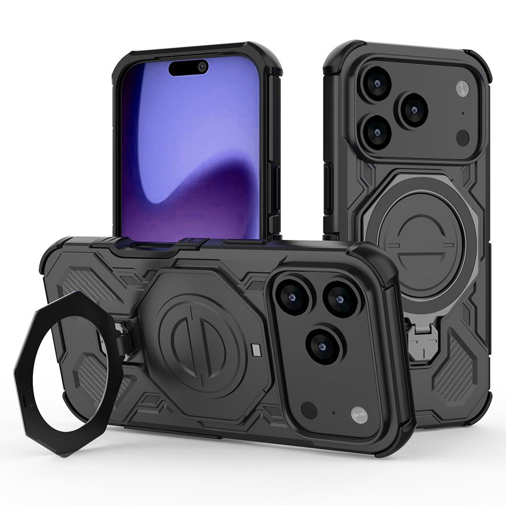 Til iPhone 18 Pro Max / 17 Pro Max Magnetisk Cover Roterende Metal Kickstand Stødsikker PC + TPU Telefon Bagcover