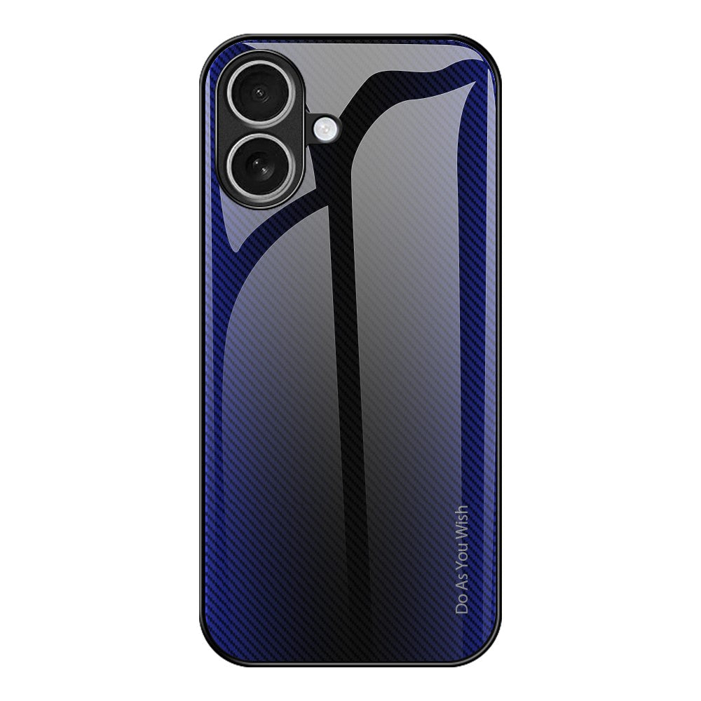 Til iPhone 17 Etui Kulfiber Tekstur Hærdet Glas + TPU Telefoncover
