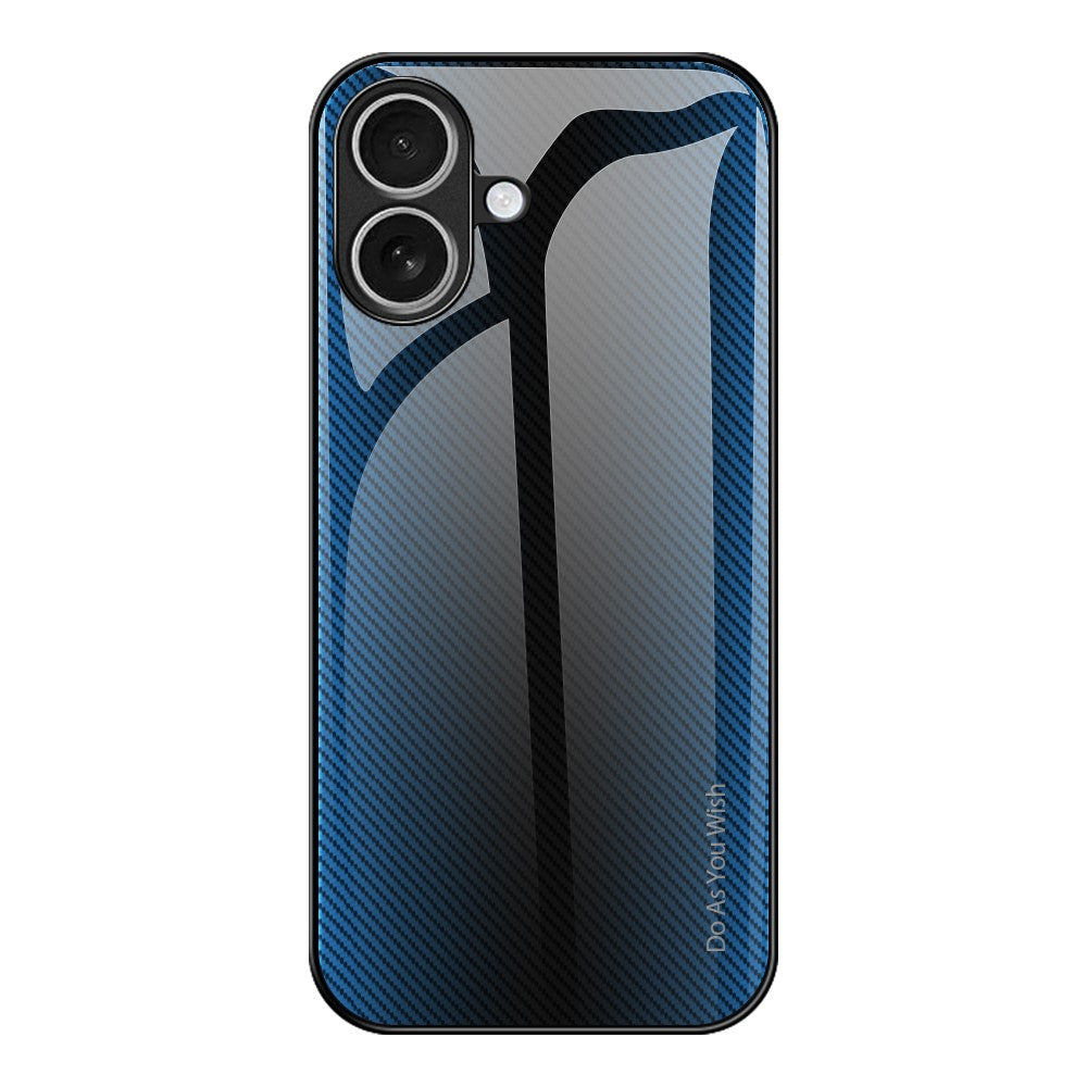 Til iPhone 17 Etui Kulfiber Tekstur Hærdet Glas + TPU Telefoncover