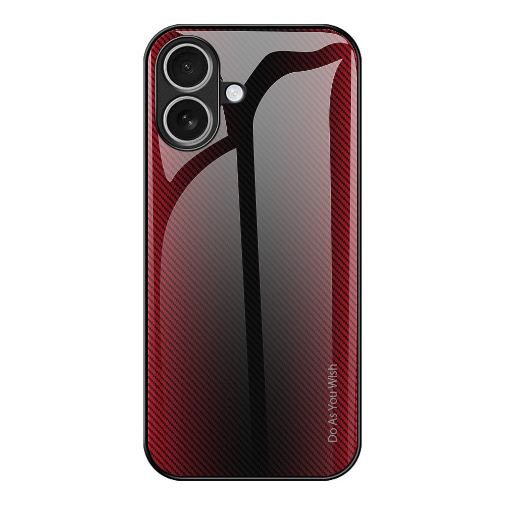 Til iPhone 17 Etui Kulfiber Tekstur Hærdet Glas + TPU Telefoncover