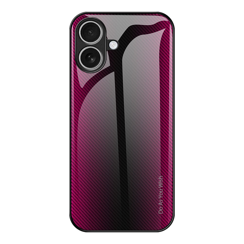 Til iPhone 17 Etui Kulfiber Tekstur Hærdet Glas + TPU Telefoncover