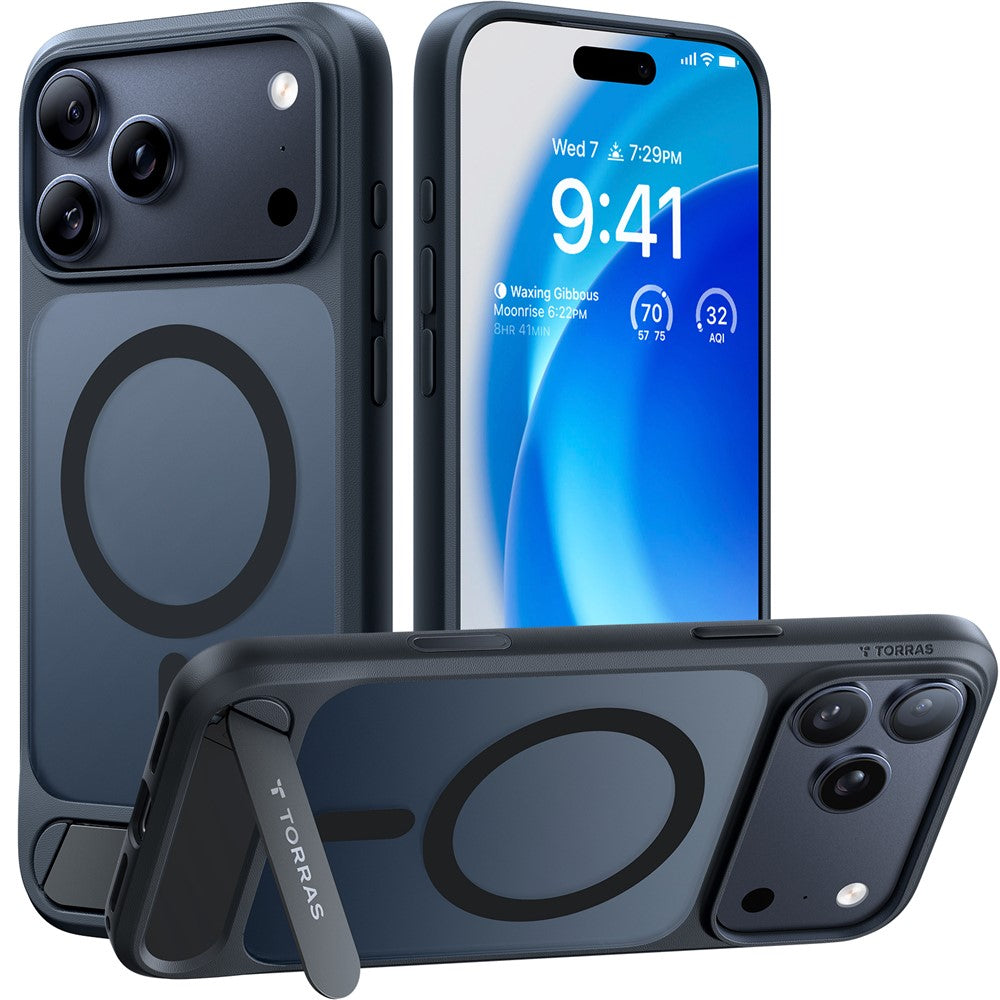 TORRAS Ostand L1 Series Cover til iPhone 17 Pro Kickstand TPU + PC Telefoncover Kompatibel med MagSafe