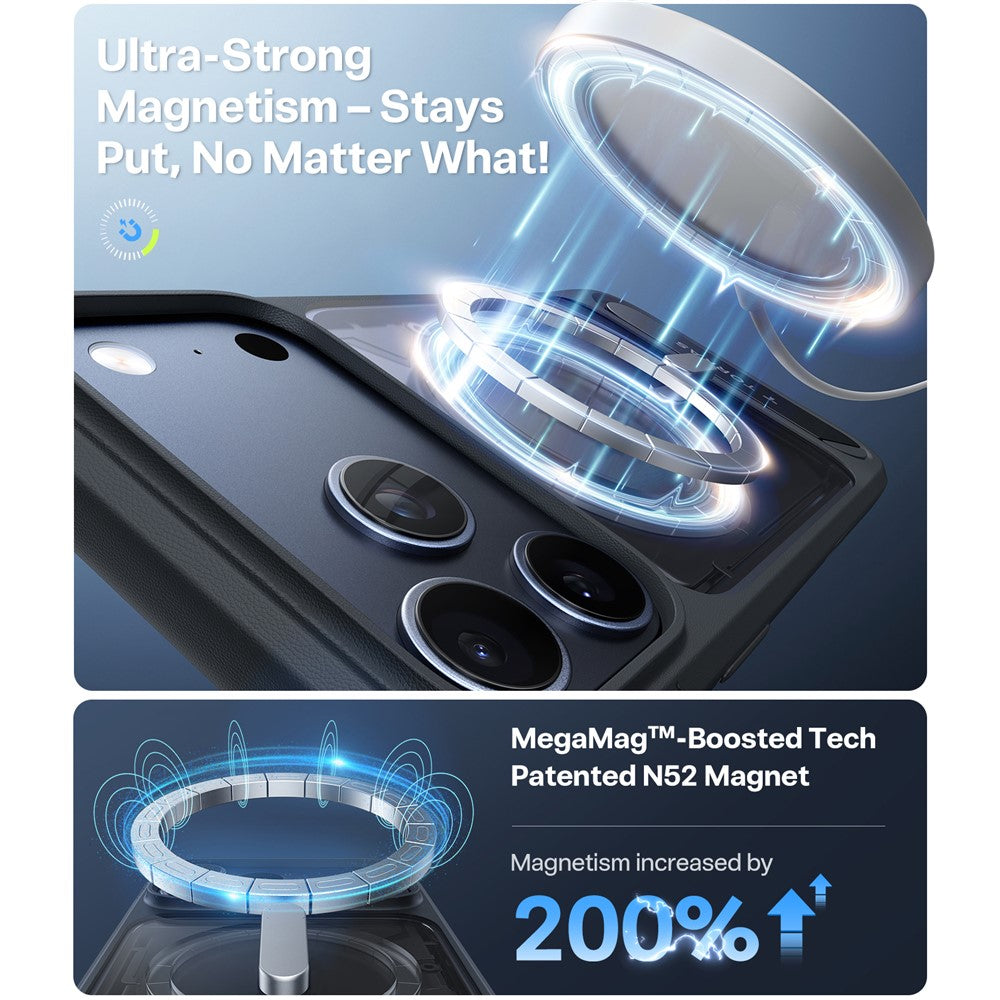 TORRAS Ostand L1 Series Cover til iPhone 17 Pro Kickstand TPU + PC Telefoncover Kompatibel med MagSafe