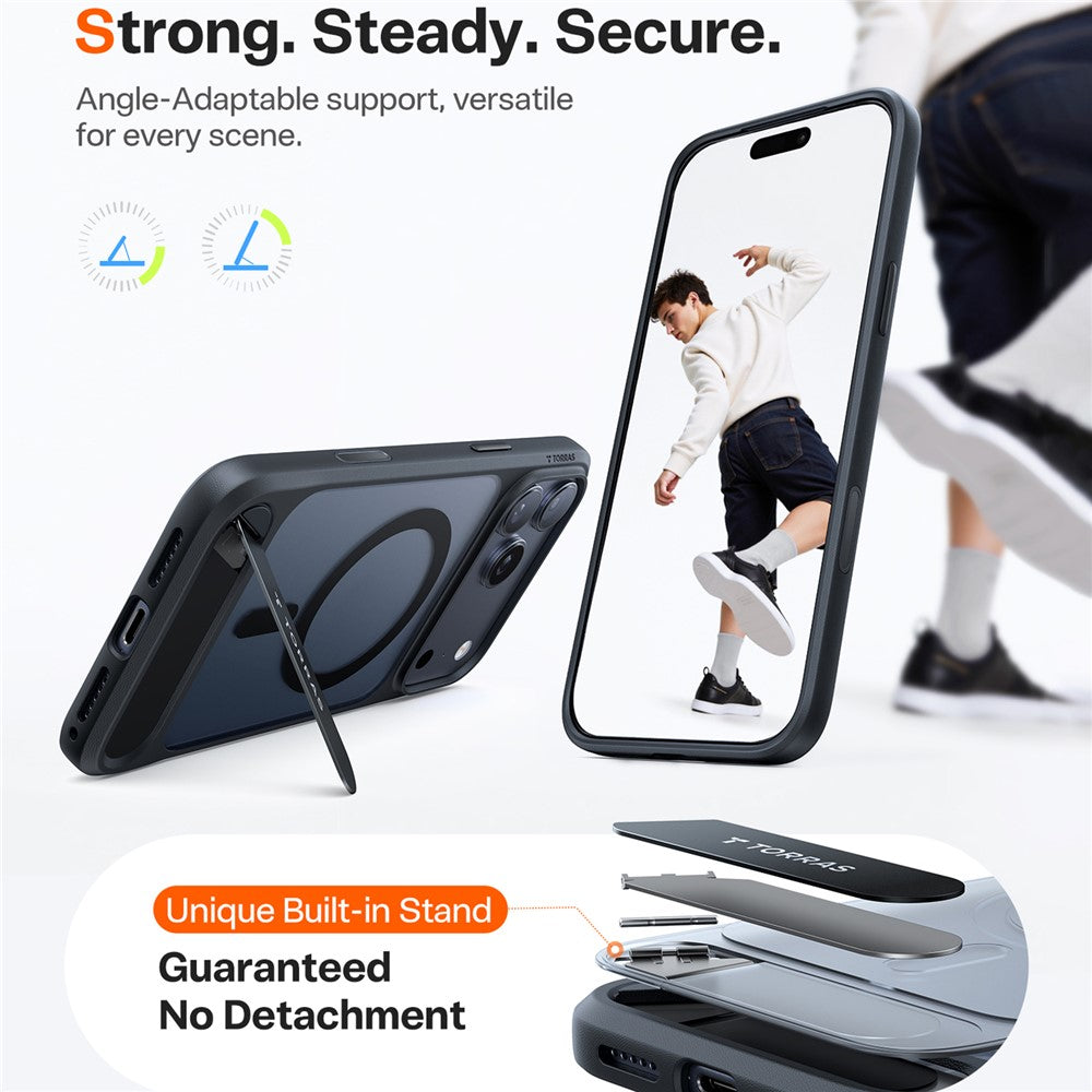 TORRAS Ostand L1 Series Cover til iPhone 17 Pro Kickstand TPU + PC Telefoncover Kompatibel med MagSafe