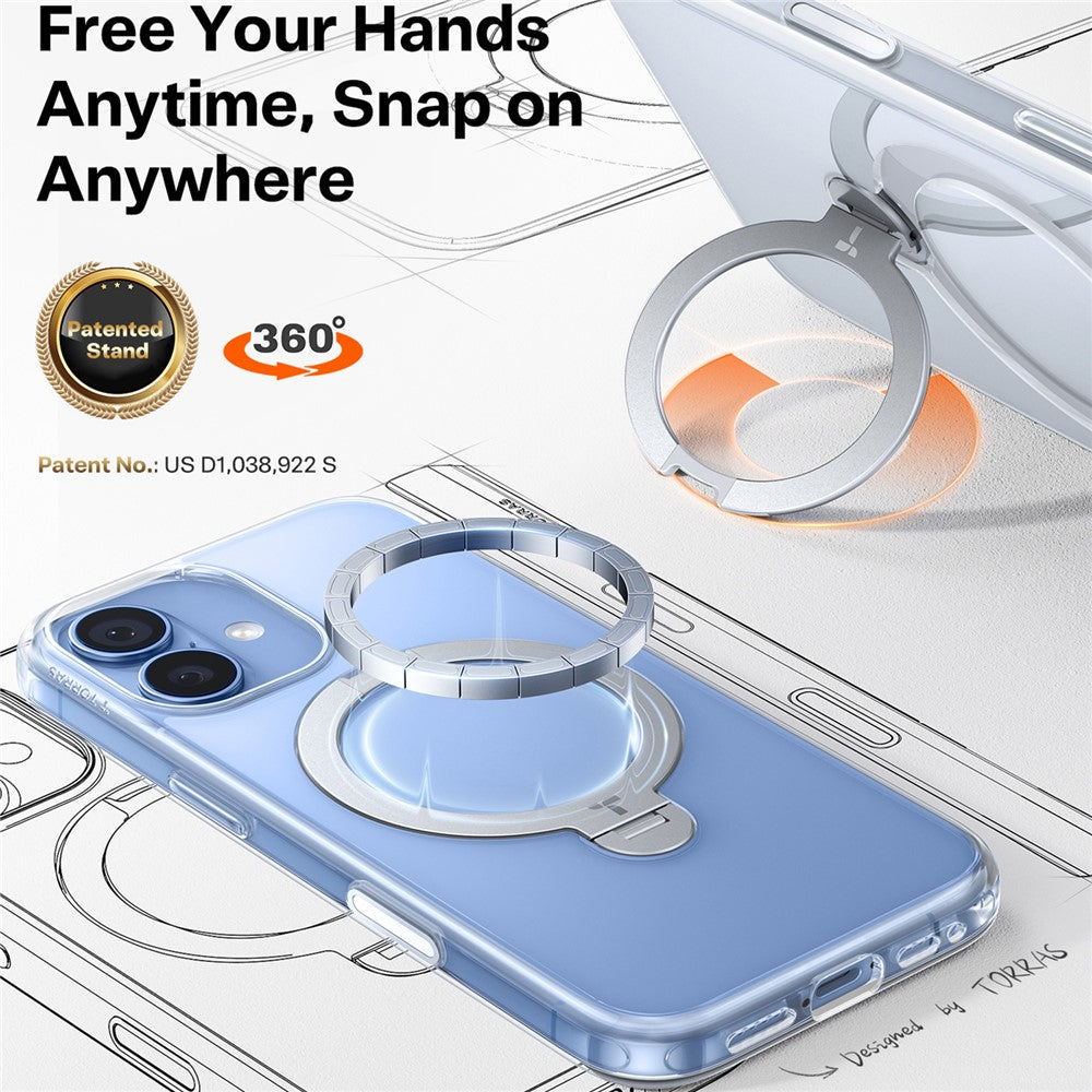 TORRAS Ostand Q3 Spin Series For iPhone 17 Case Compatible with MagSafe Rotating Kickstand PC + TPU Phone Cover