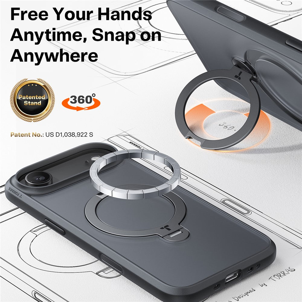 TORRAS Ostand Q3 Spin Series For iPhone Air Case Compatible with MagSafe Rotating Kickstand PC + TPU Phone Cover