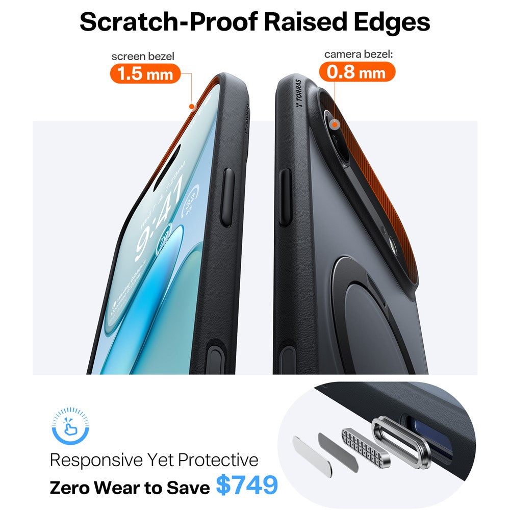 TORRAS Ostand Q3 Spin Series For iPhone Air Case Compatible with MagSafe Rotating Kickstand PC + TPU Phone Cover