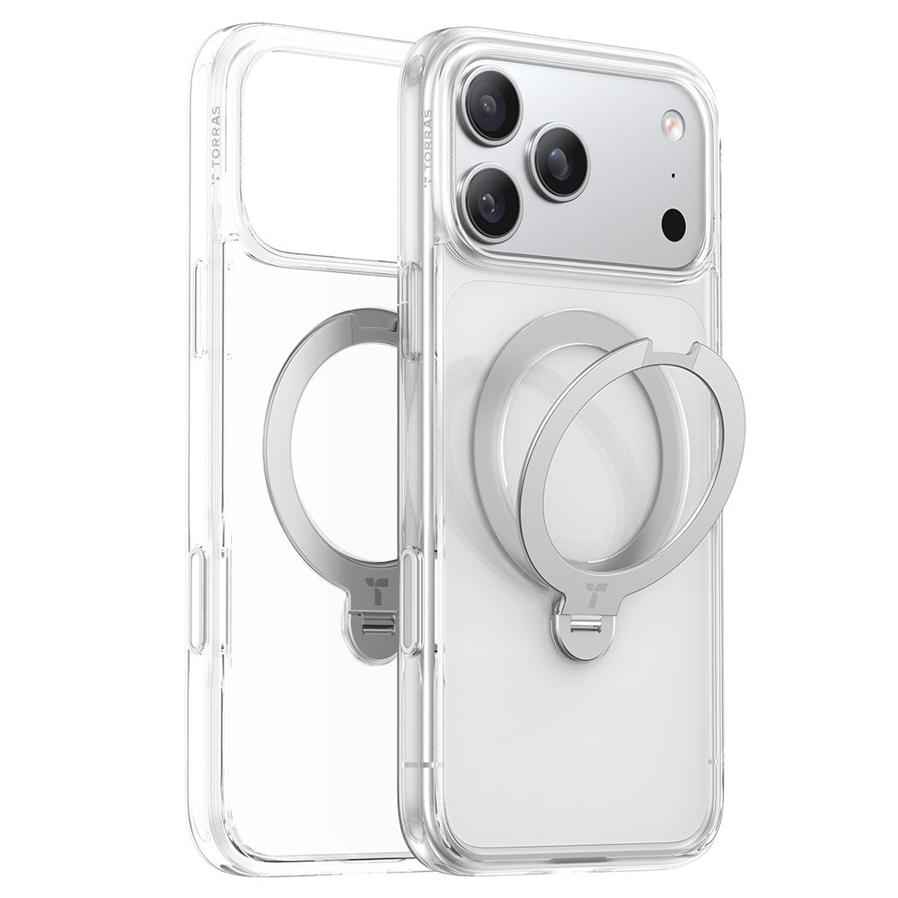 TORRAS Ostand Q3 Spin Series For iPhone 17 Pro Case Compatible with MagSafe Rotating Kickstand PC + TPU Phone Cover