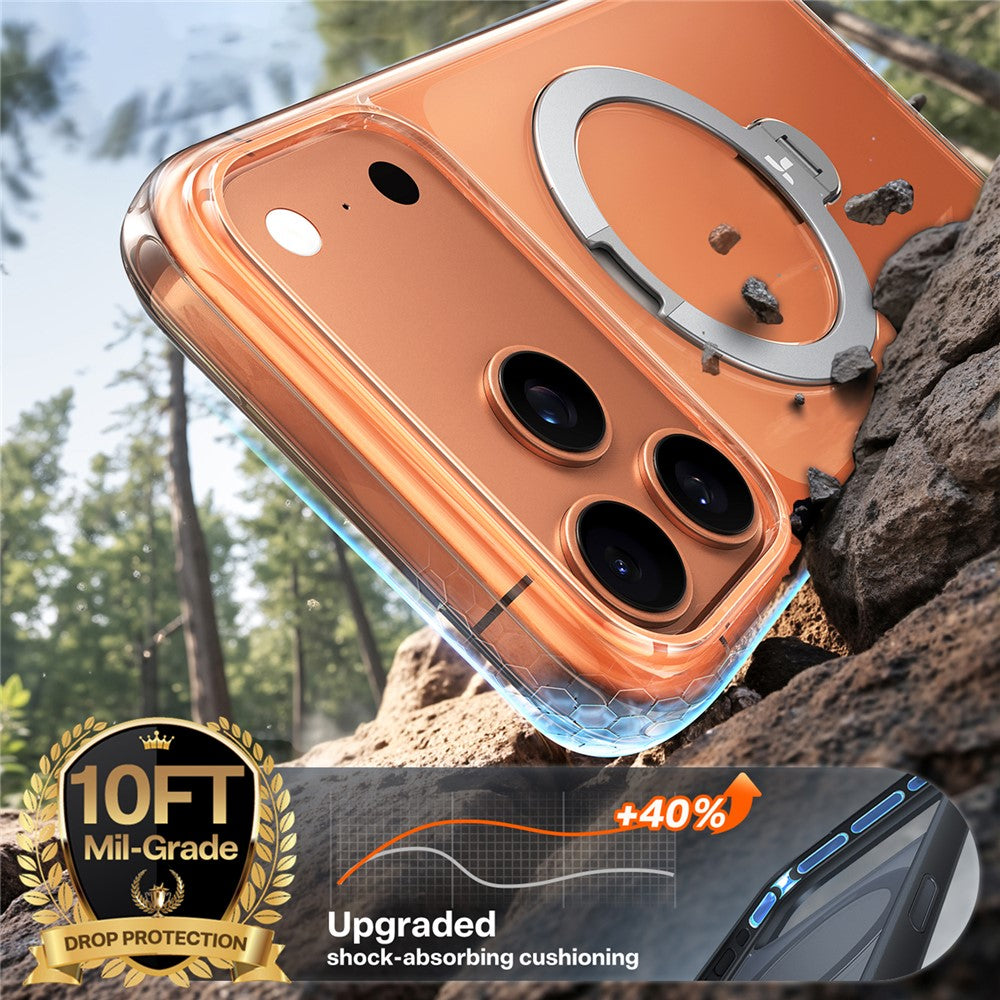 TORRAS Ostand Q3 Spin Series For iPhone 17 Pro Case Compatible with MagSafe Rotating Kickstand PC + TPU Phone Cover