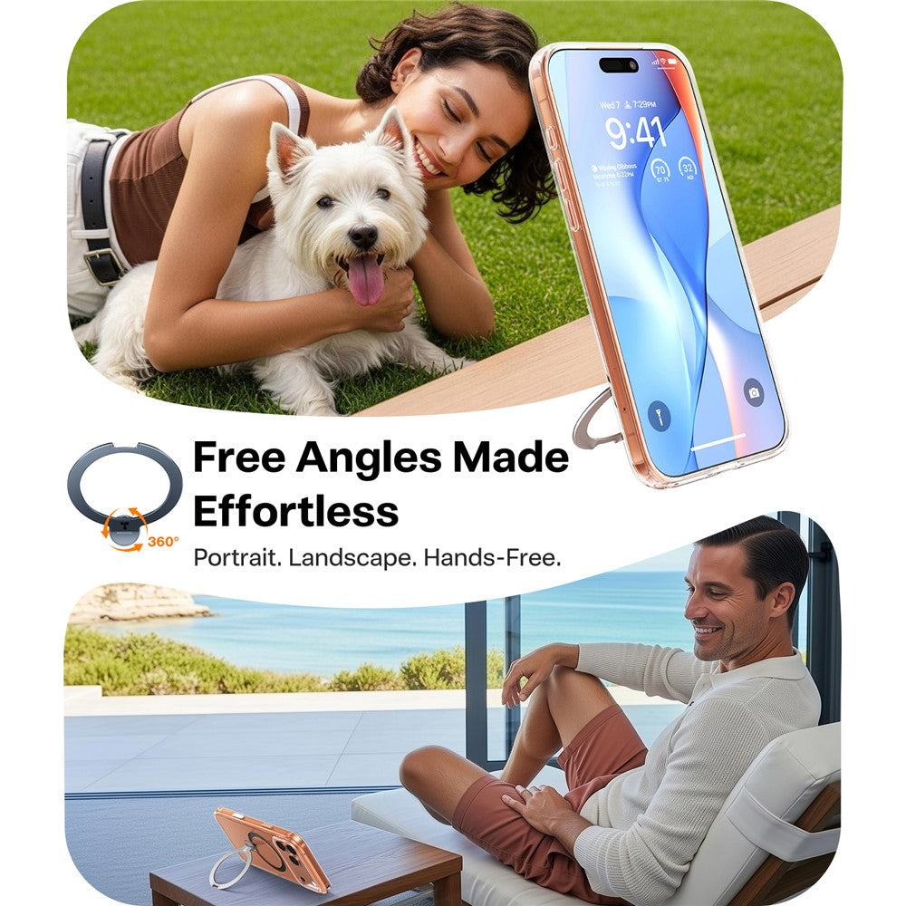 TORRAS Ostand Q3 Spin Series For iPhone 17 Pro Case Compatible with MagSafe Rotating Kickstand PC + TPU Phone Cover